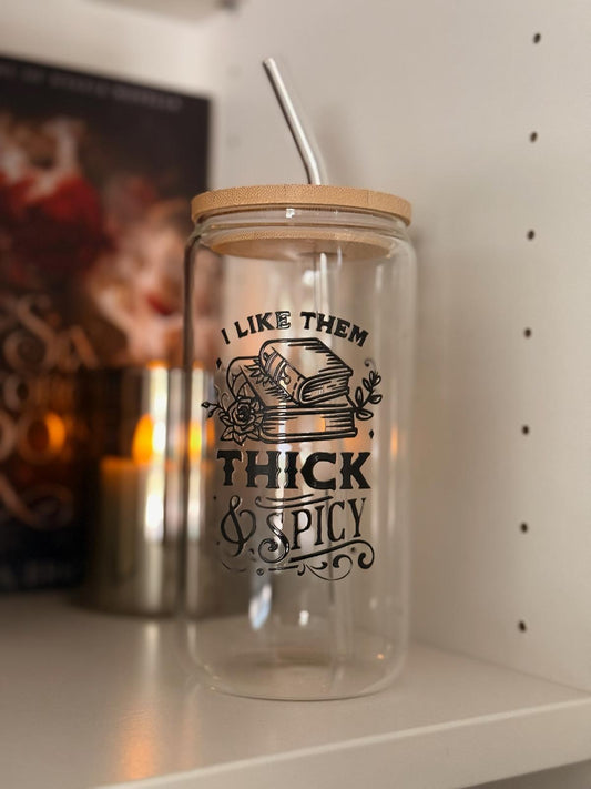 I Like Them Think and Spicy Glass Tumbler - 500ML